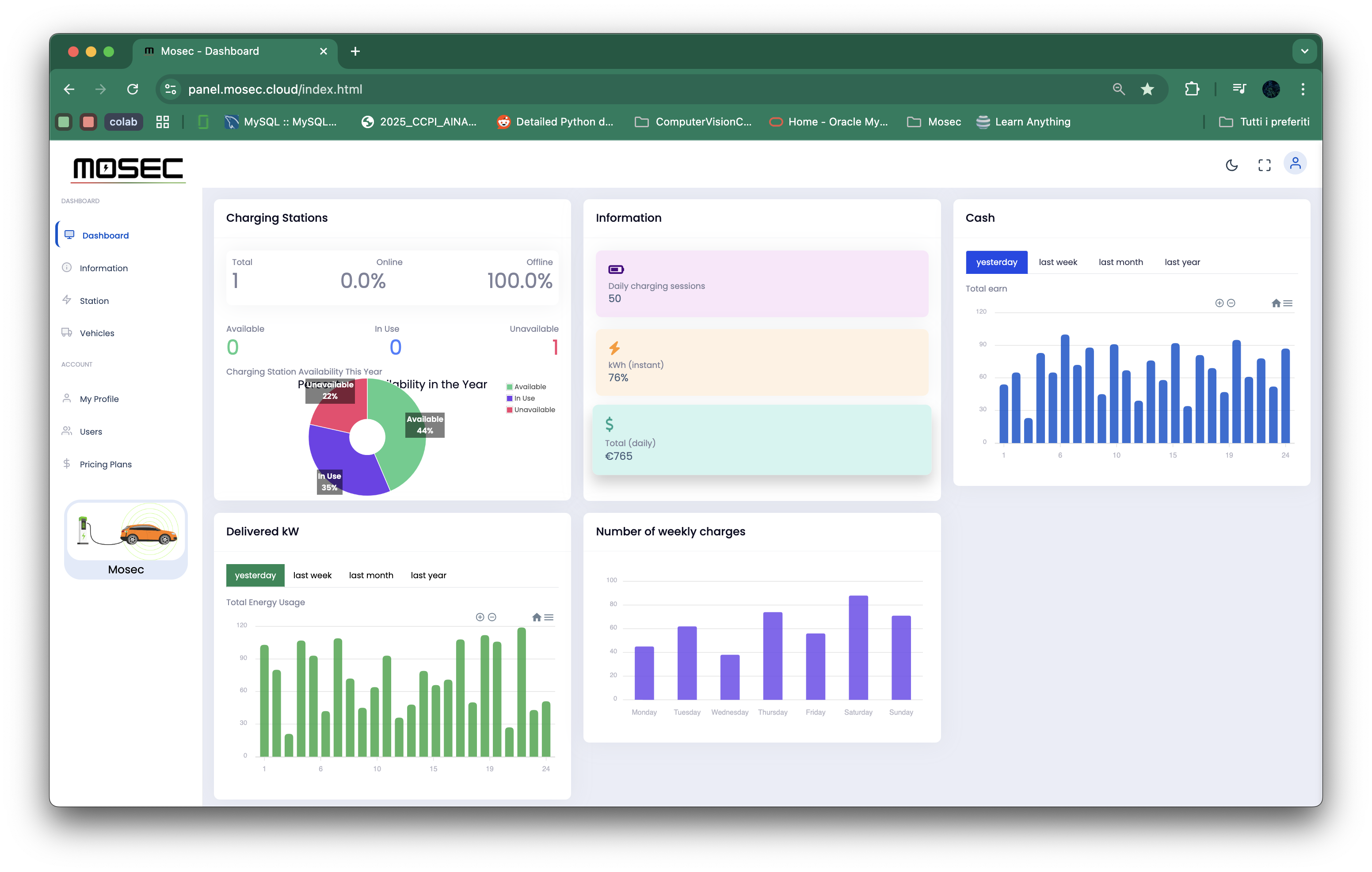 Screenshot pannello MOSEC